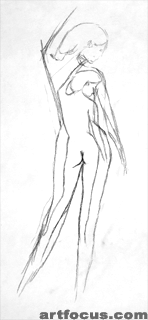 'Die Frau in ihr' - Frauenakt stehend - Bleistiftzeichnung auf Papier - 2009, Stuttgart